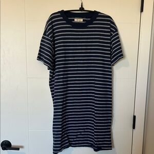 Madewell Navy & White Striped T-Shirt Dress